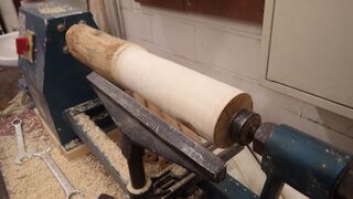 first step in pretty much any woodturning project: roughing