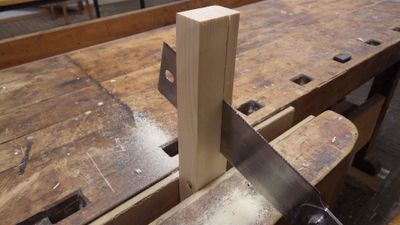 cut a turning blank, e.g. from scrap wood