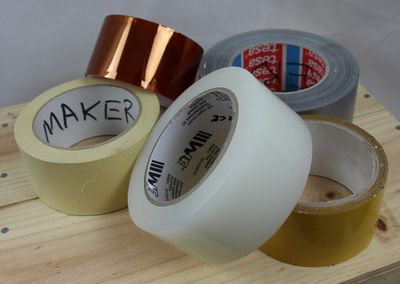 Common types of adhesive tape on a pile.