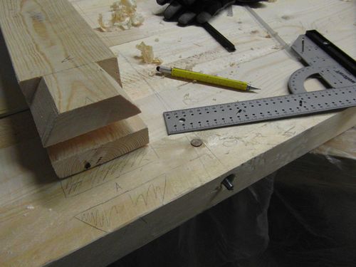 transferring the outlines of a leg joint's tenons